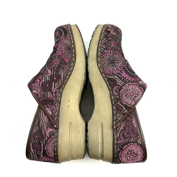 Sanita Clogs 38 Floral Tapestry Slip On Pink Professional Fabric Shoes Womens - Picture 6 of 10